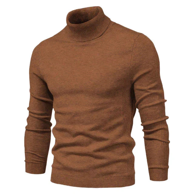 Herre rullekravesweater med lange ærmer og ribkanter