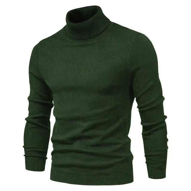 Herre rullekravesweater med lange ærmer og ribkanter