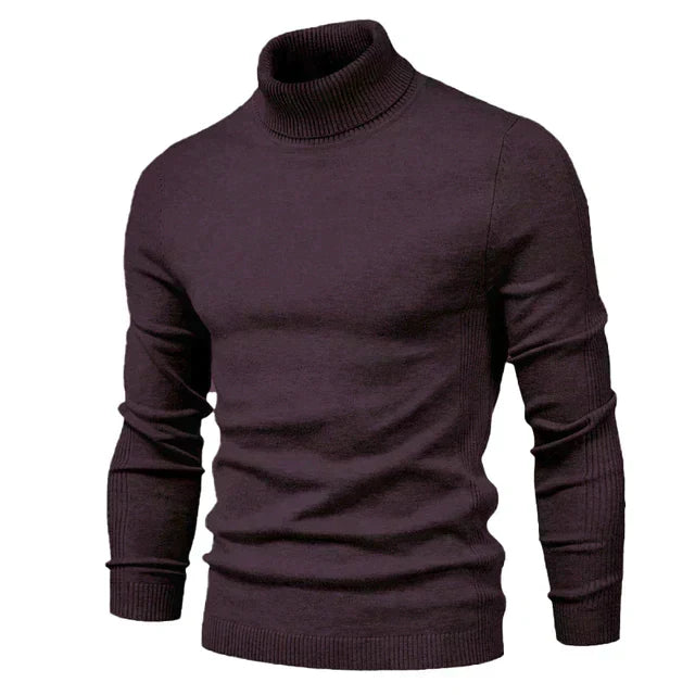Herre rullekravesweater med lange ærmer og ribkanter