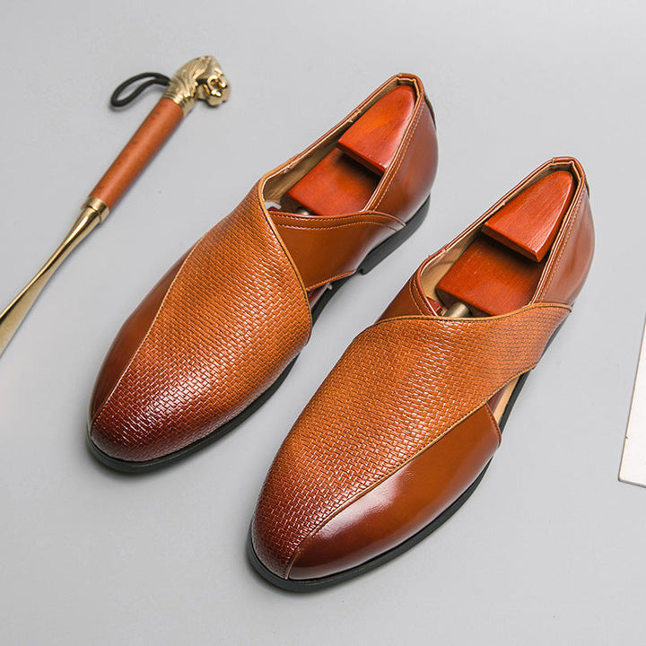 Herre loafers med tekstureret vristdetalje og flad sål