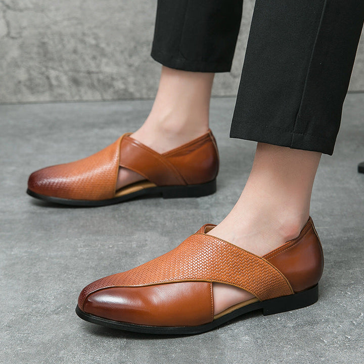 Herre loafers med tekstureret vristdetalje og flad sål