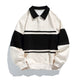 Langærmet polosweatshirt med skjortekrave og stribet farveblokdesign