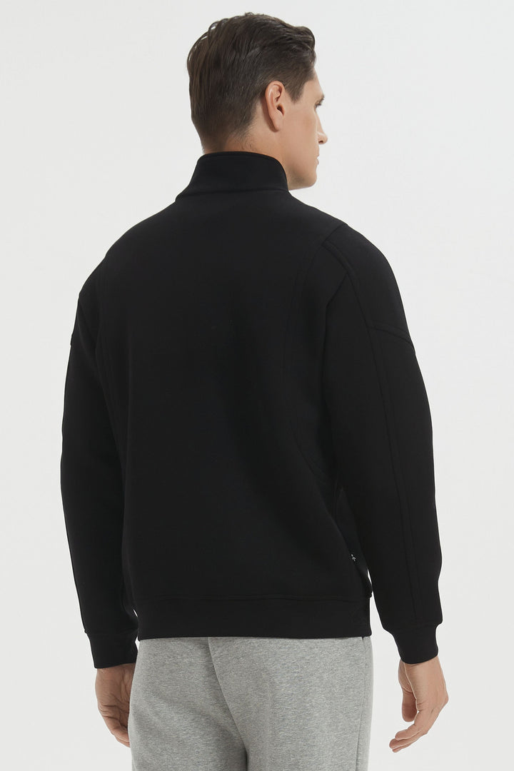 Herre sweatshirtjakke med lynlås, ståkrave og lange ærmer