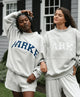Damesweatshirt med oversized pasform, lange ærmer og stort tekstmotiv på fronten