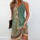 Women Printed V Neck Sleeveless Mini Dress