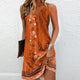 Women Printed V Neck Sleeveless Mini Dress