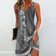 Women Printed V Neck Sleeveless Mini Dress