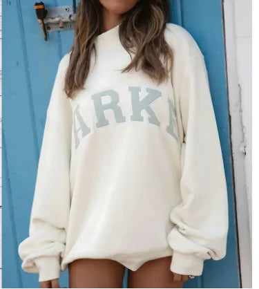 Pink croppet sweatshirt med tekstprint og rund hals