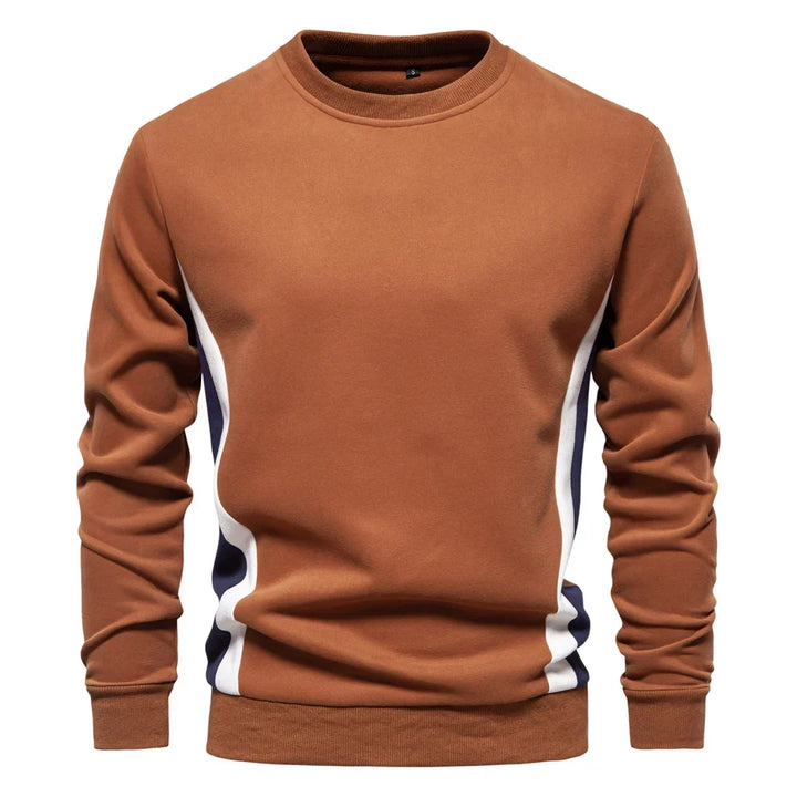Herre sweatshirt med rund hals, lange ærmer og kontrastpaneler langs siderne