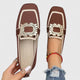 Women Spring Square-Toe Slip-On Embellished Flats
