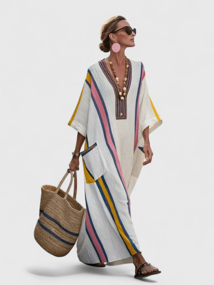 Womens V Neck Loose Maxi Dress