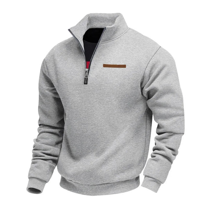 Herresweatshirt med kvart lynlås og høj krave