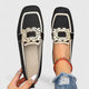 Women Spring Square-Toe Slip-On Embellished Flats
