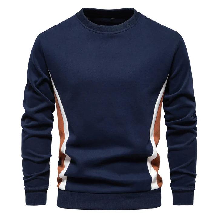 Herre sweatshirt med rund hals, lange ærmer og kontrastpaneler langs siderne