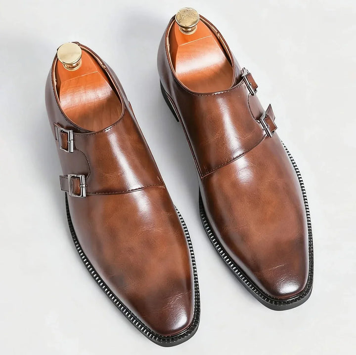 Herre monk loafers med dobbelt spænde og lav hæl