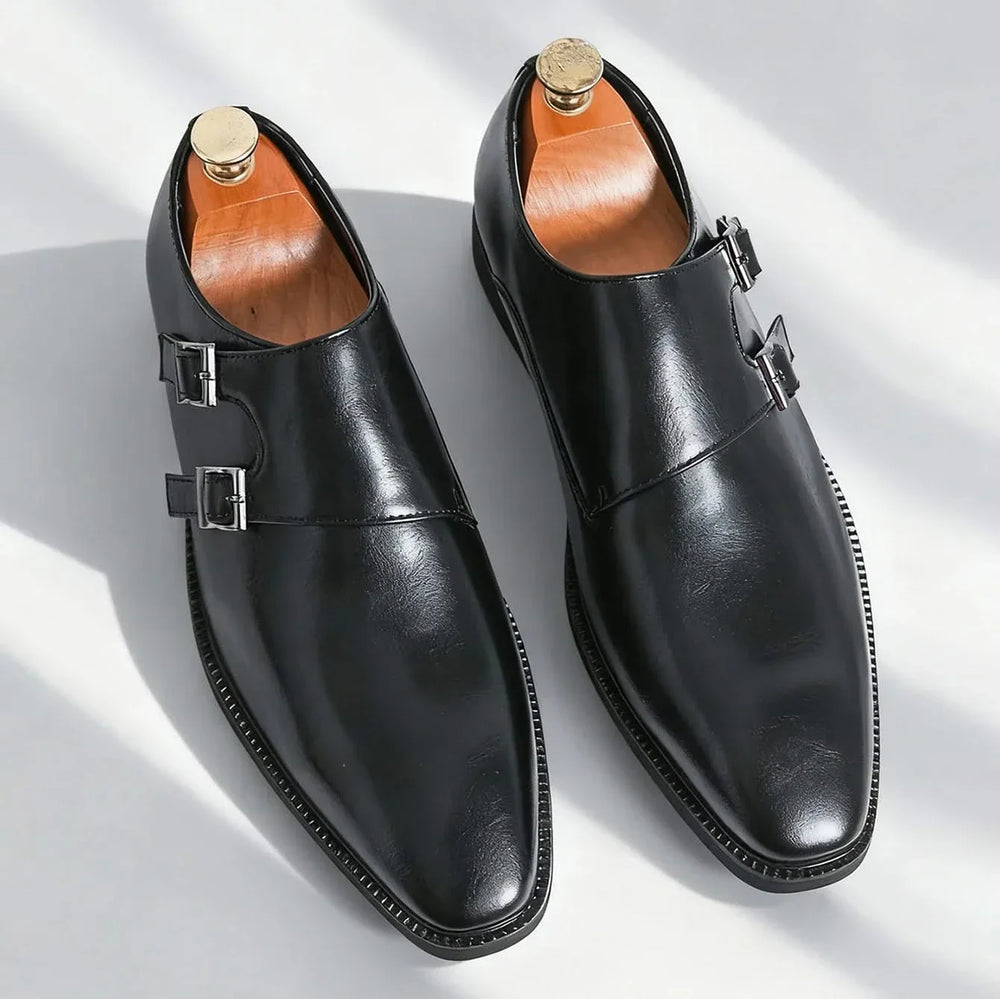 Herre monk loafers med dobbelt spænde og lav hæl