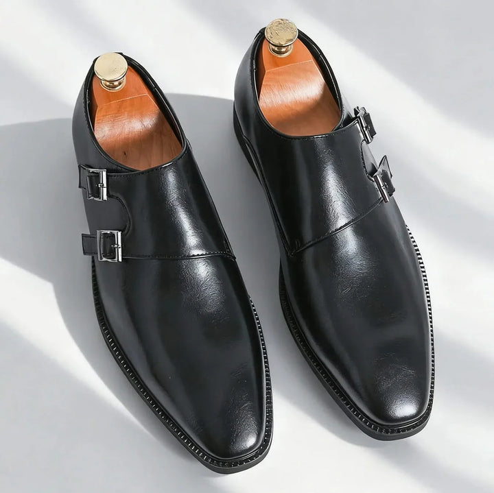 Herre monk loafers med dobbelt spænde og lav hæl