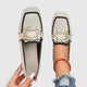 Women Spring Square-Toe Slip-On Embellished Flats