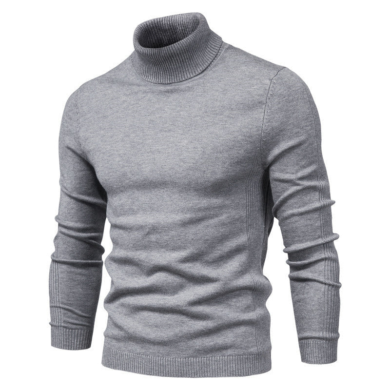 Herre rullekravesweater med lange ærmer og ribkanter