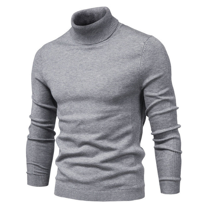 Herre rullekravesweater med lange ærmer og ribkanter