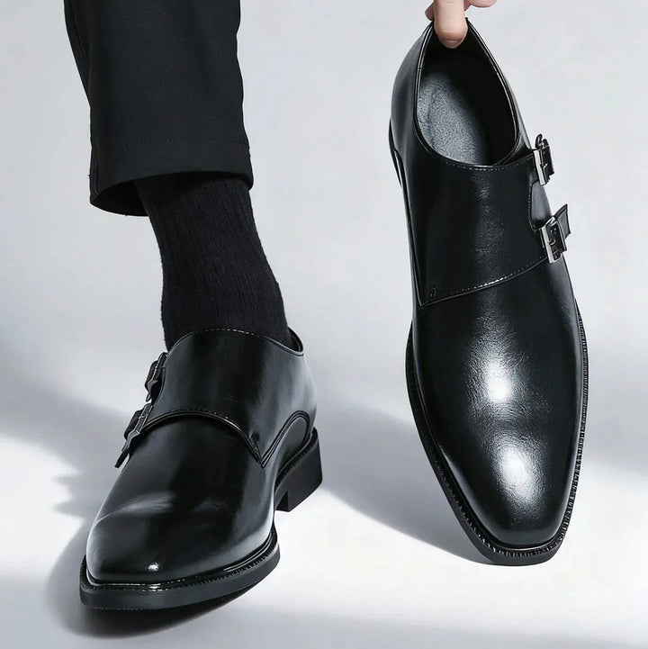Herre monk loafers med dobbelt spænde og lav hæl