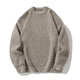 Ribstrikket sweater med rund hals, lange ærmer og ribkanter