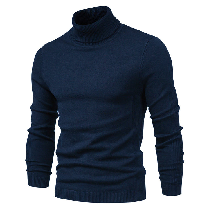 Herre rullekravesweater med lange ærmer og ribkanter