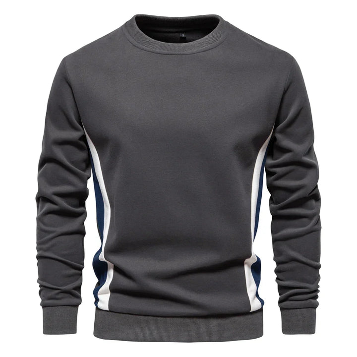 Herre sweatshirt med rund hals, lange ærmer og kontrastpaneler langs siderne