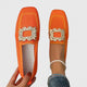 Women Spring Square-Toe Slip-On Embellished Flats