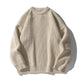 Ribstrikket sweater med rund hals, lange ærmer og ribkanter