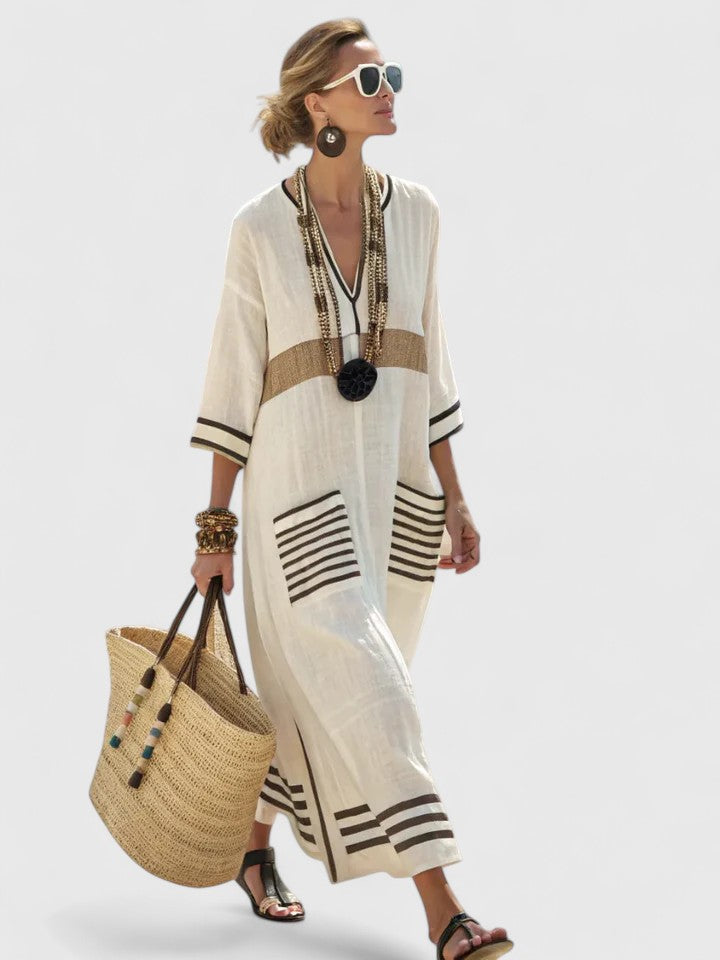 Womens V Neck Loose Maxi Dress