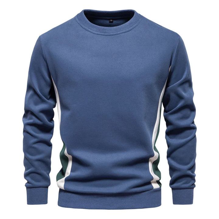 Herre sweatshirt med rund hals, lange ærmer og kontrastpaneler langs siderne