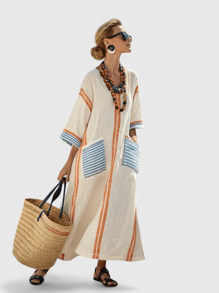 Womens V Neck Loose Maxi Dress