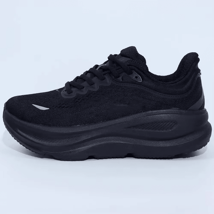 Sneakers i strikket mesh med snøring og høj profileret mellemsål