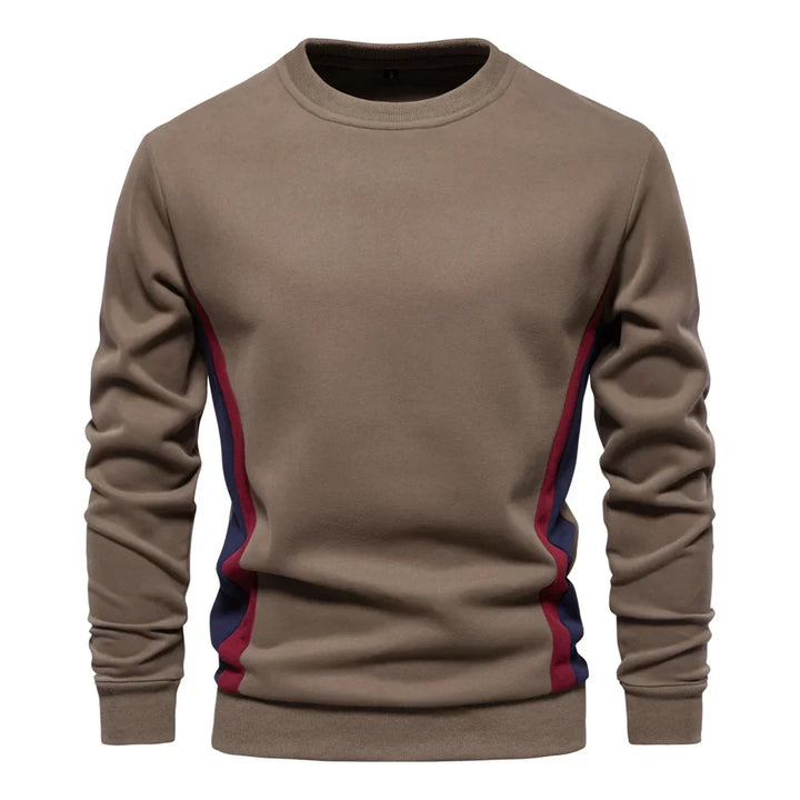 Herre sweatshirt med rund hals, lange ærmer og kontrastpaneler langs siderne