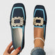 Women Spring Square-Toe Slip-On Embellished Flats