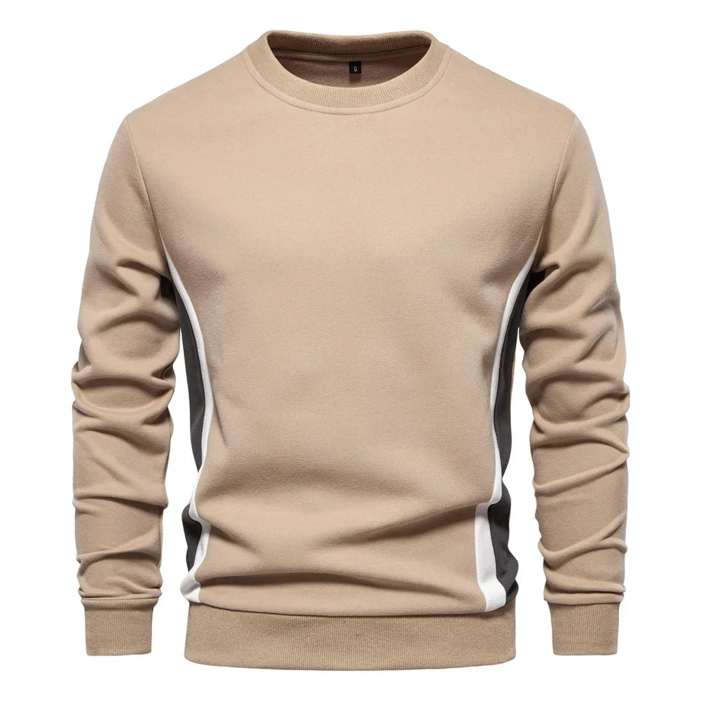 Herre sweatshirt med rund hals, lange ærmer og kontrastpaneler langs siderne