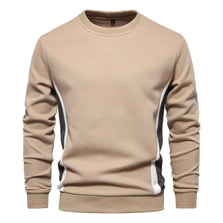 Herre sweatshirt med rund hals, lange ærmer og kontrastpaneler langs siderne