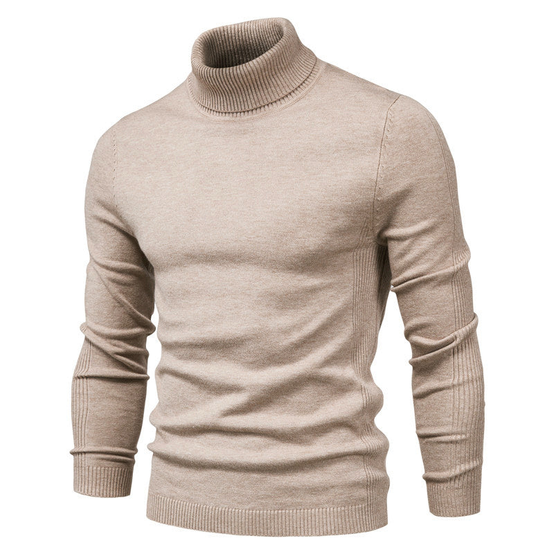 Herre rullekravesweater med lange ærmer og ribkanter