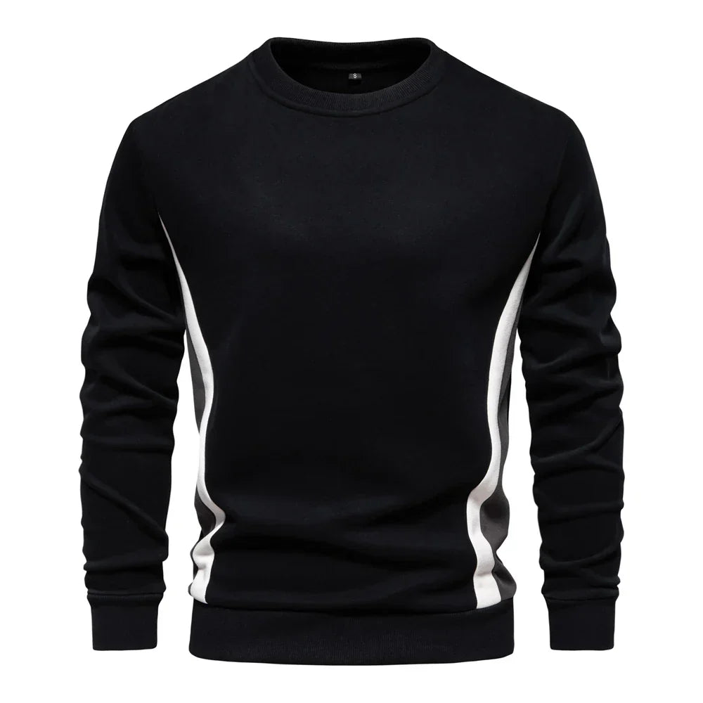 Herre sweatshirt med rund hals, lange ærmer og kontrastpaneler langs siderne