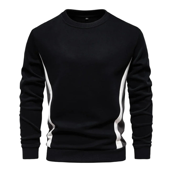 Herre sweatshirt med rund hals, lange ærmer og kontrastpaneler langs siderne