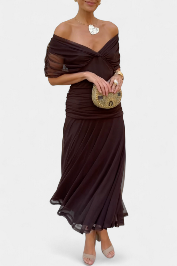Womens Off Shoulder Elegant Evening Dress