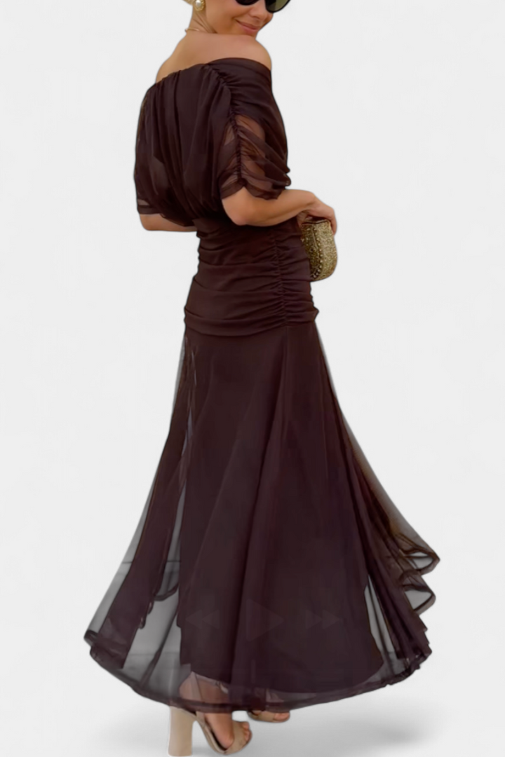 Womens Off Shoulder Elegant Evening Dress