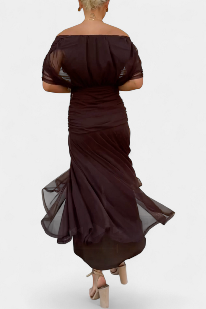 Womens Off Shoulder Elegant Evening Dress