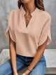 Women Elegant Split Sleeve V Neck Blouse