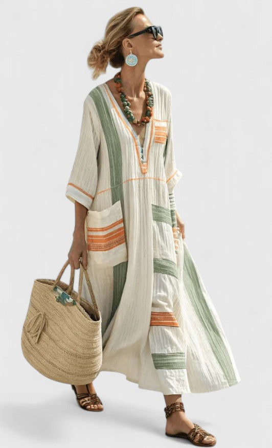 Womens V Neck Loose Maxi Dress