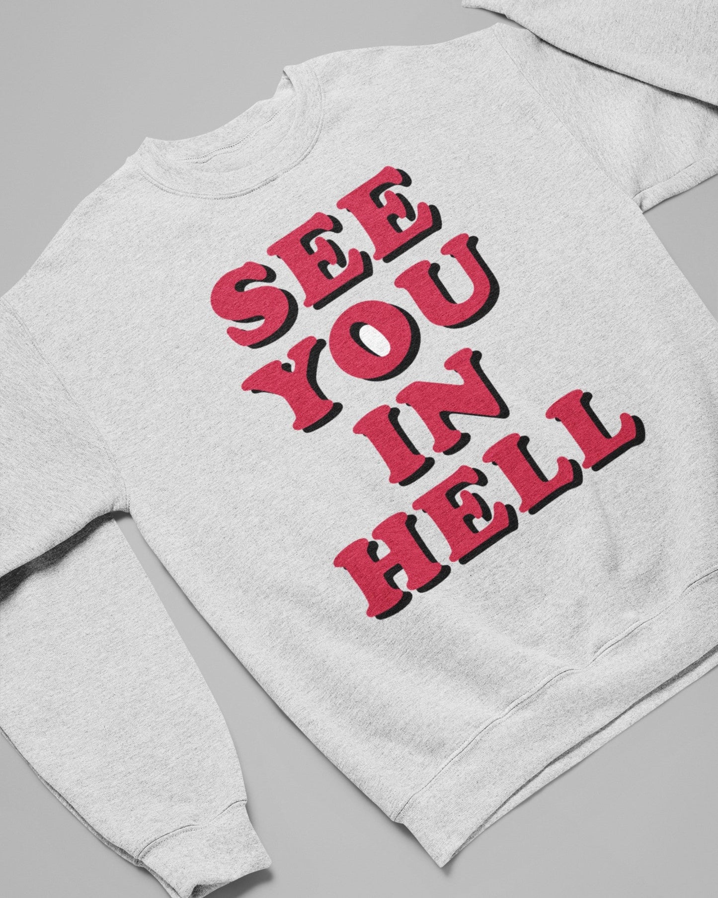 Sweatshirt med rund hals og teksten See You In Hell