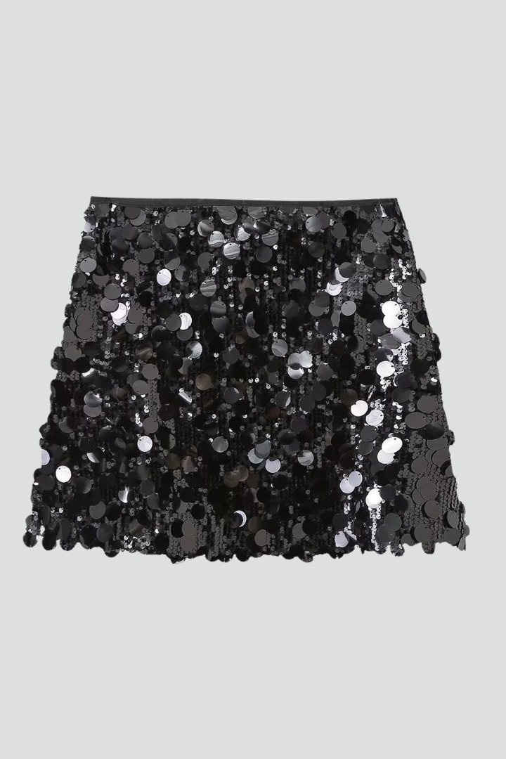 Women's Fitted Sequin Mini Skirt with Sparkle