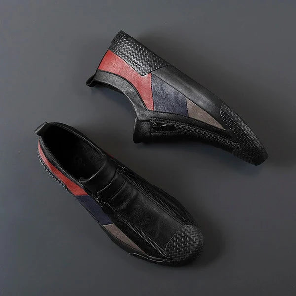 Unisex sneakers med sidelukning, rund tå og kontrasterende paneldesign