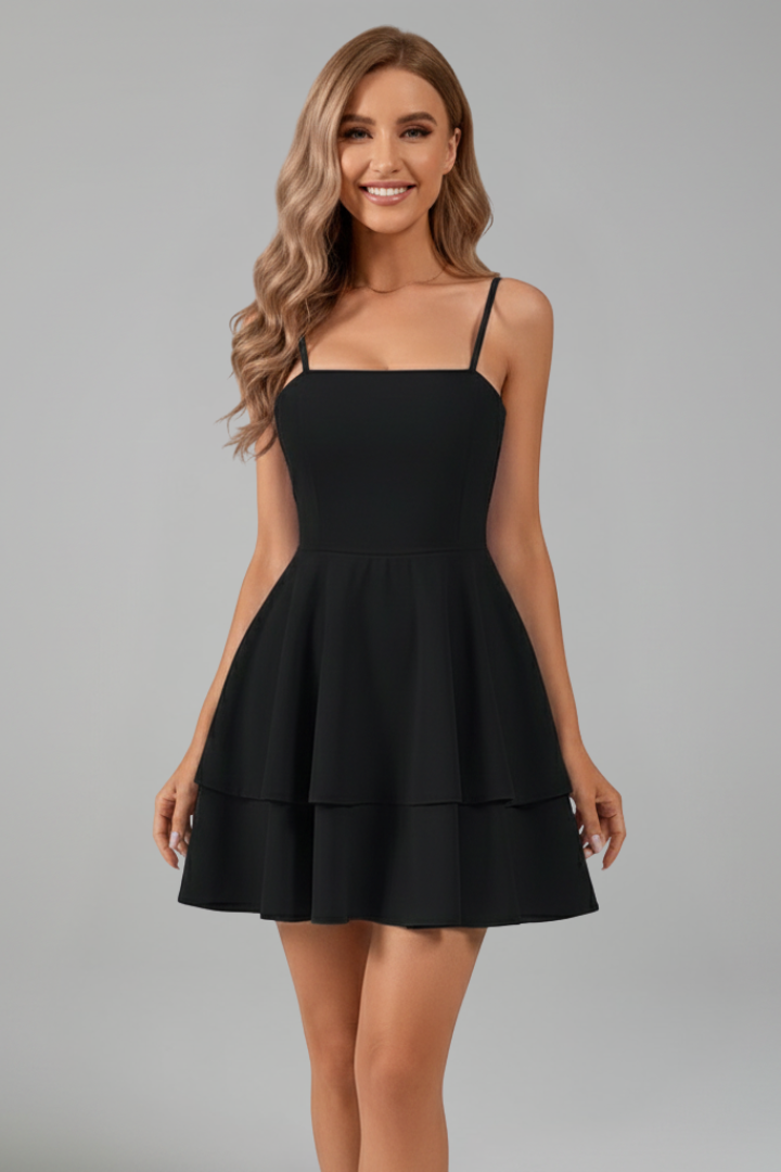 Women's Spaghetti Strap Flared Skirt Mini Dress